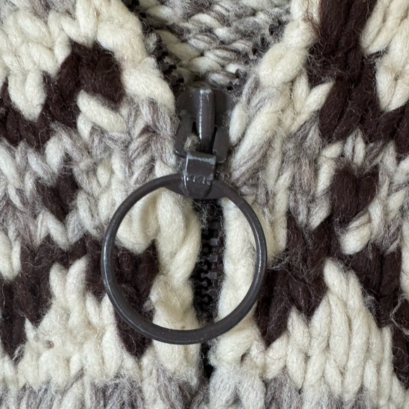 Vintage Cowichan Sweater Hooded Chunky Knit Cardigan Cozy Fihserman Unisex Small - Picture 8 of 12